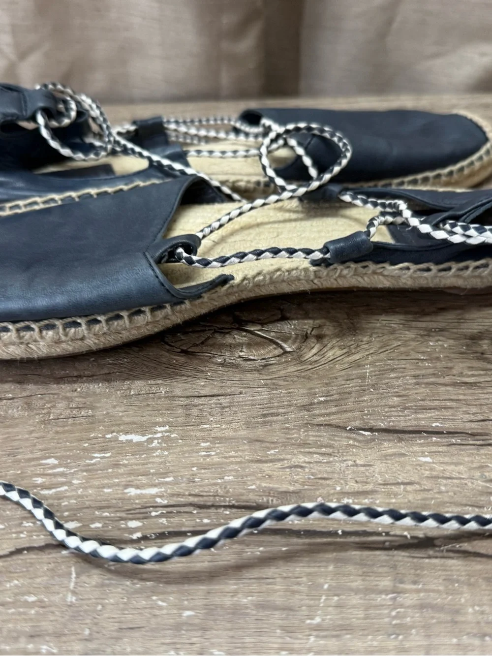 TORY BURCH POSITANO LACE-UP ESPADRILLE BLUE SIZE 10